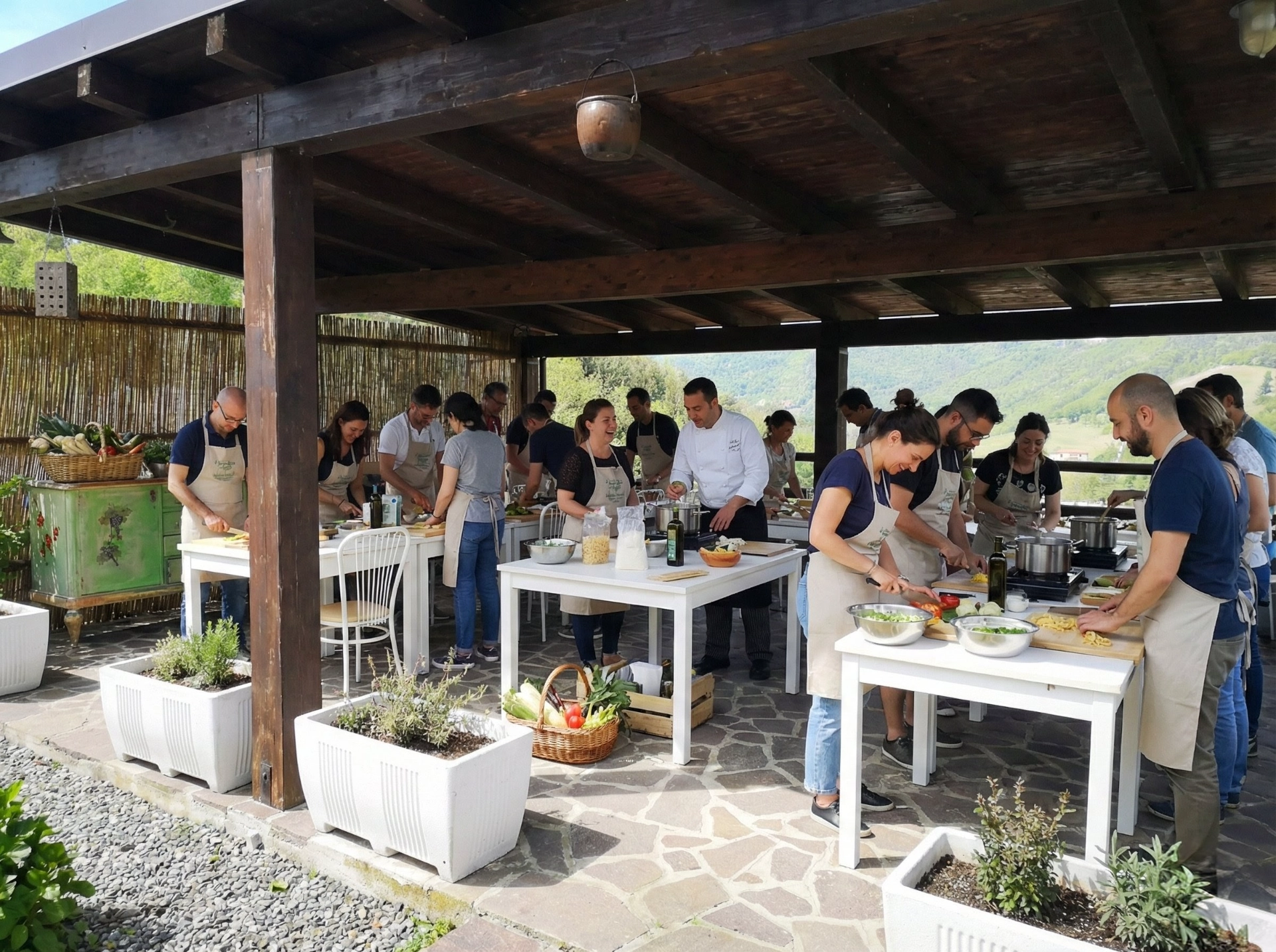 Corso di cucina per un gruppo durante un soggiorno nelle Langhe